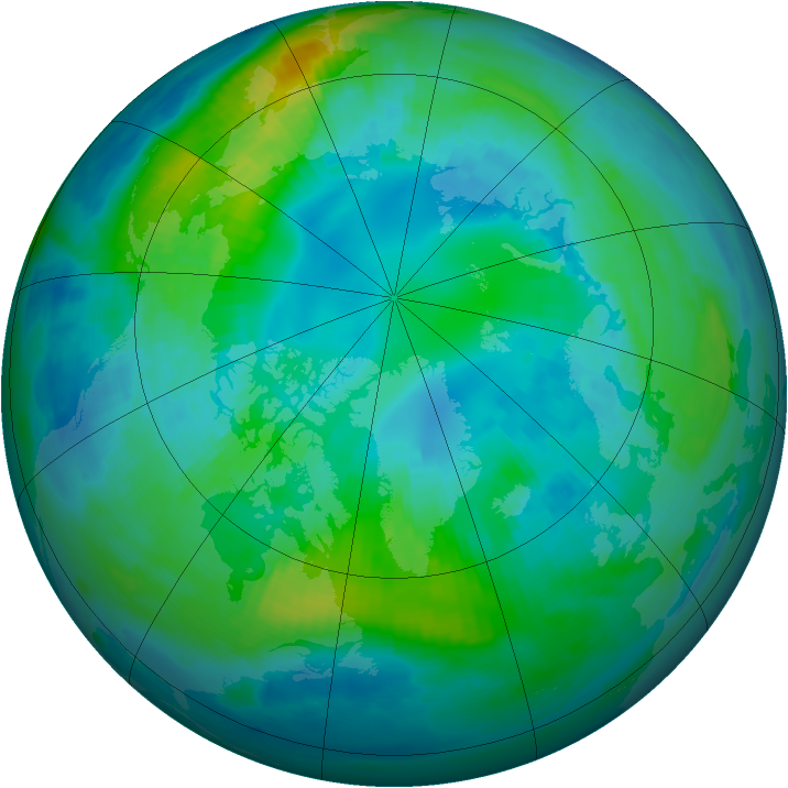 Arctic ozone map for 18 October 1999